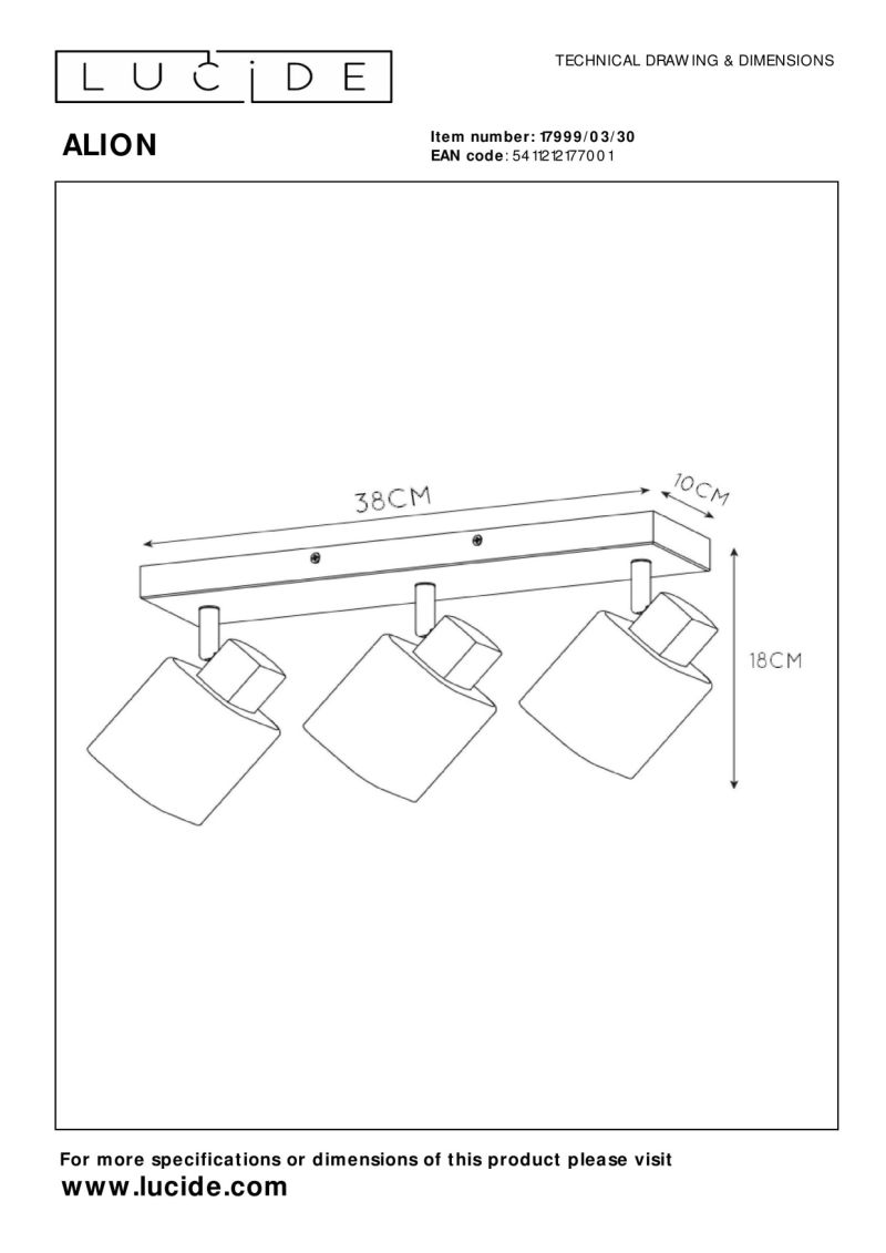 Lucide ALION - Stropné bodové svietidlo - 3xE14 - Čierne